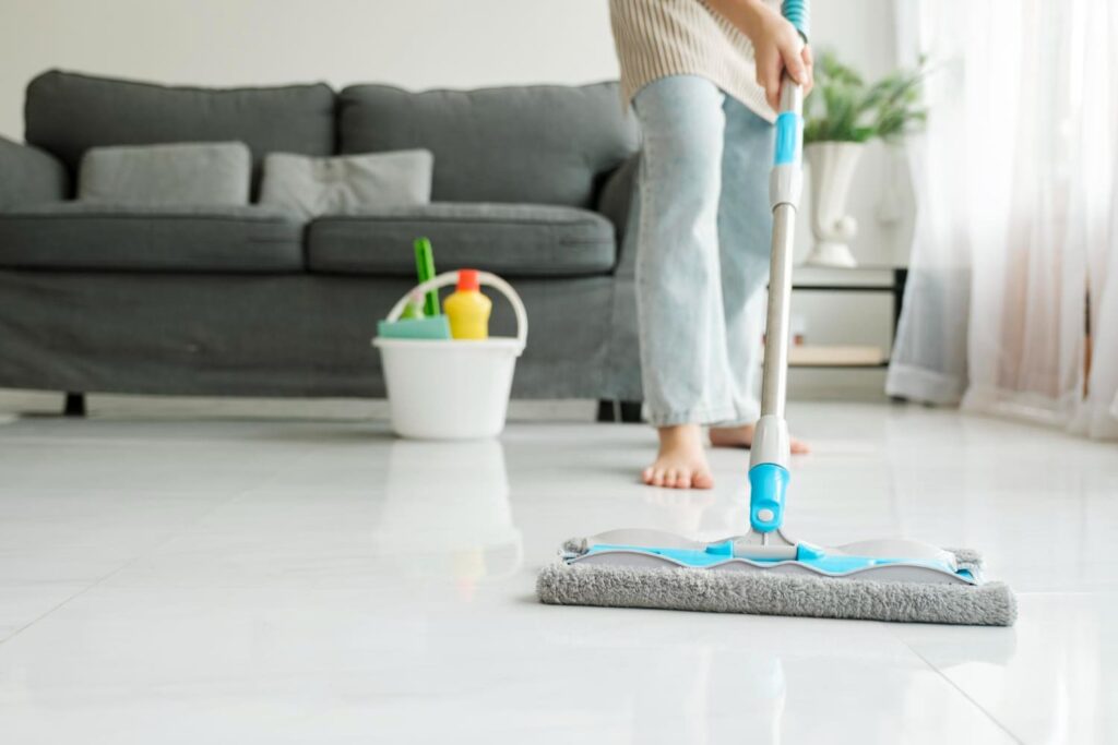 cleaning floor
