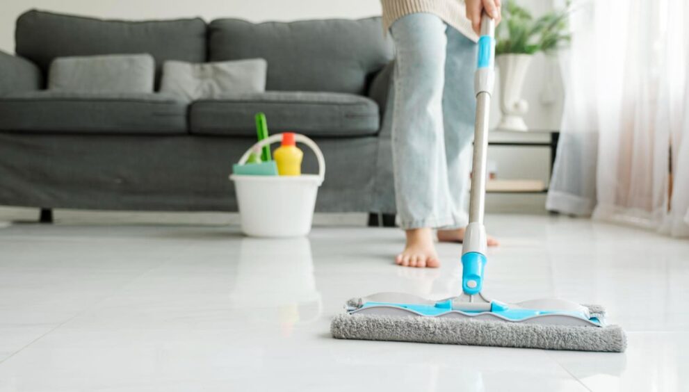 cleaning floor