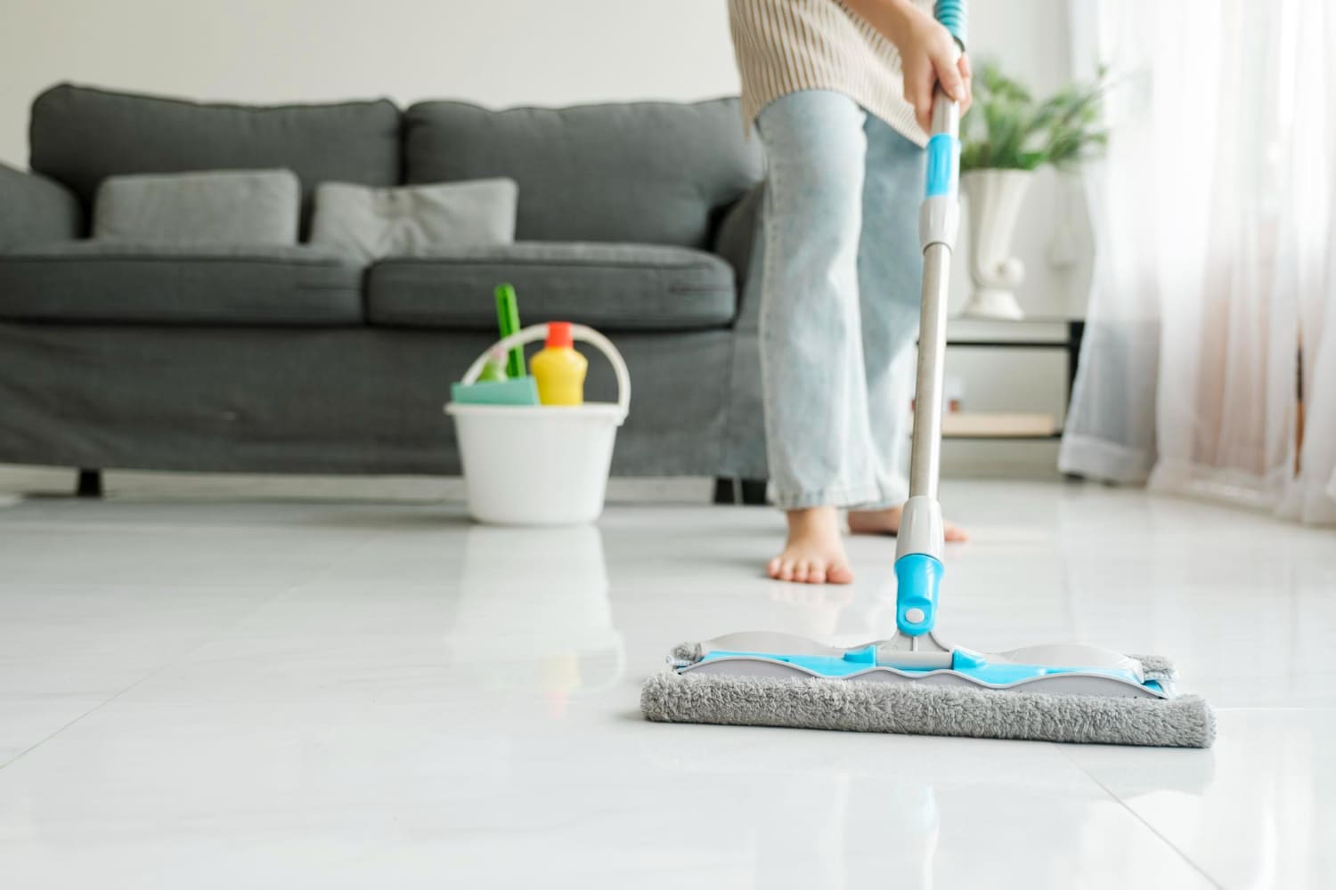 cleaning floor