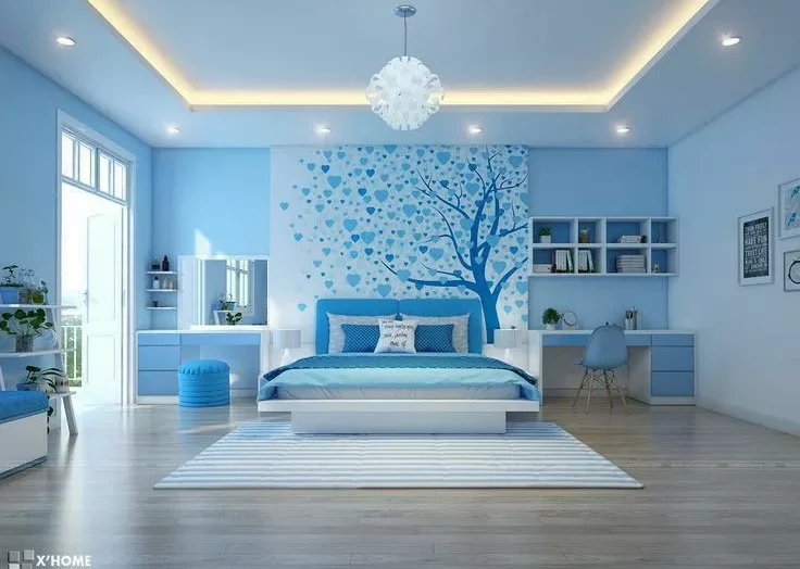 kamar warna biru laut